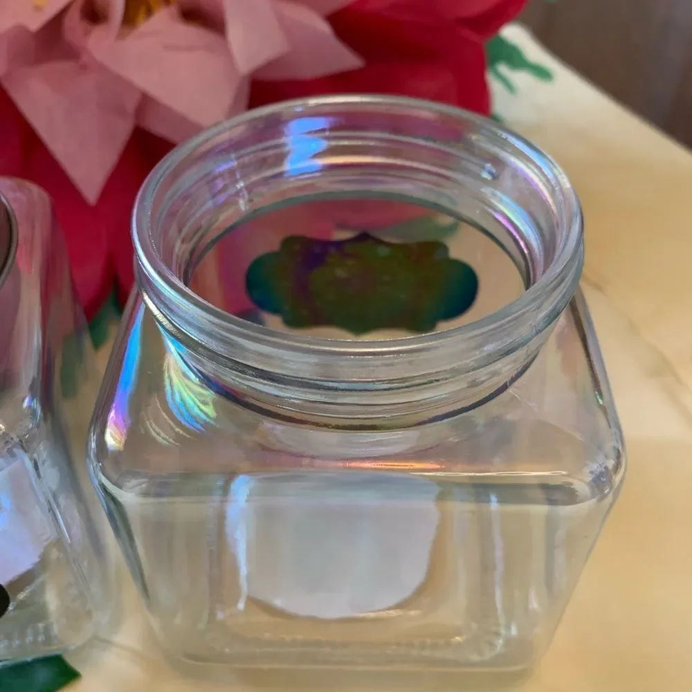 2 Iridescent Rainbow Chalkboard Storage Jars